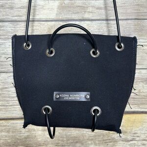Kozha numbers black canvas utility bag small style purse